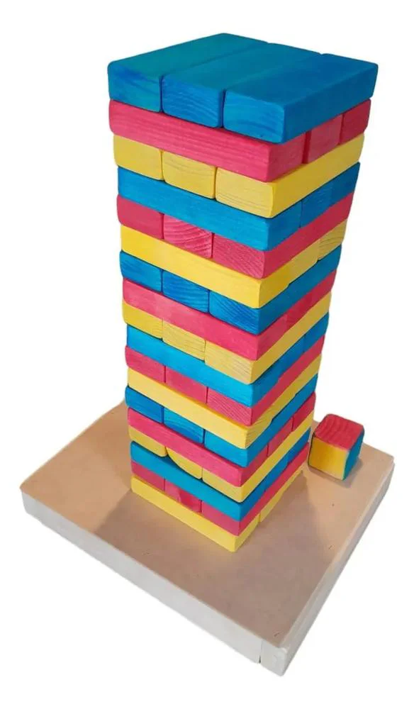 Jenga grande de colores  54 bloques de madera  18