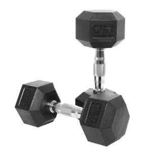 Par de mancuernas de goma hexagonal x 10 Kg