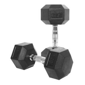 Par de mancuernas de goma hexagonal x 15 Kg