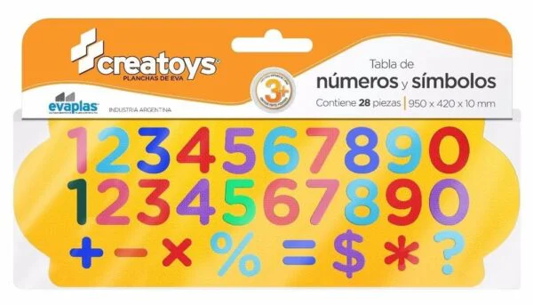 Tabla de números  95x45 cm  2 juegos del 0 al 9 y