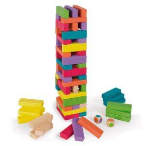 Torre de colores contiene 54 bloques de madera
