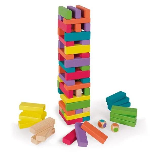 Torre de colores  contiene 54 bloques de madera