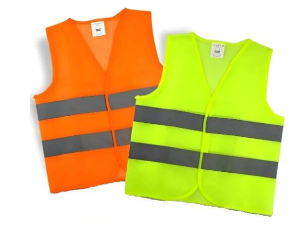 Chaleco reglamentario de tela fluorescente con ban