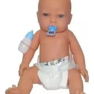 Muñeco Bebé Nena 40 cm c/pañal y mamadera