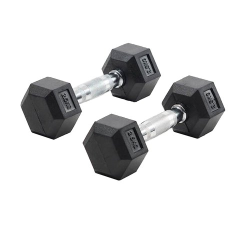 Par de mancuernas hexagonales cromadas  2 5 kg
