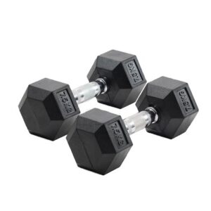 Par de mancuernas hexagonales cromadas  7 5 kg