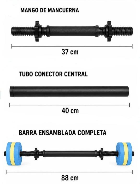 Set AQUAGYM  2 mancuerna de 37cm y 1 conector de 4